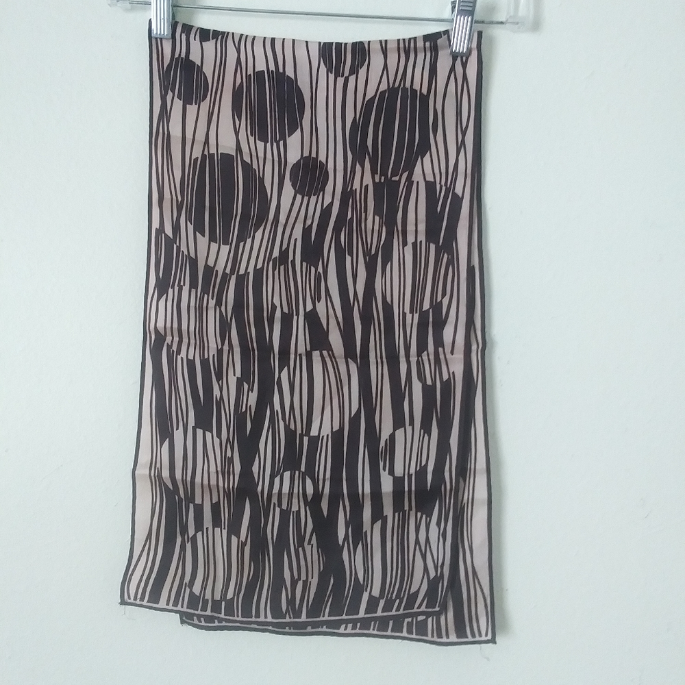Vintage Op-Art Beige and Brown Scarf